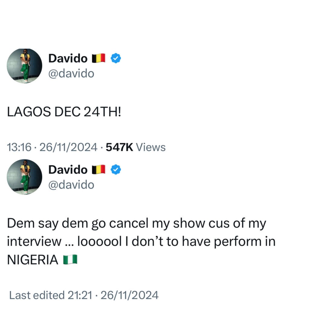 &Quot;Davido Faces Threats Over Controversial Us Interview On Nigeria’s Economy&Quot;