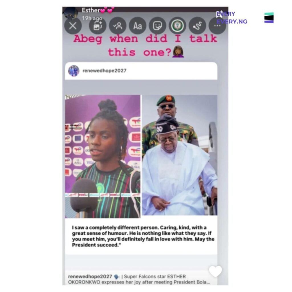 When Did I Say That? Super Falcons Star Esther Okoronkwo Denies Viral Statement After Tinubu Visit