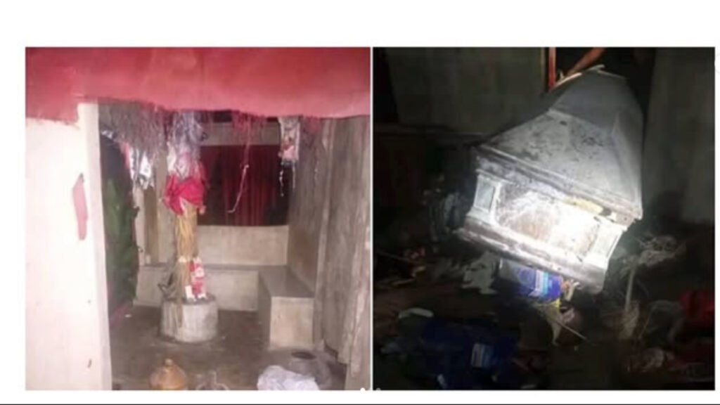 Shrine Of Horror: Police Raid In Akwa Ibom Uncovers C@Ffins, Fetish Items Linked To Armed Robbery And R3Pe Shrine Of Horror:police Raid In Akwa Ibom Uncovers C@Ffins, Fetish Items Linked To Armed Robbery And R3Pe