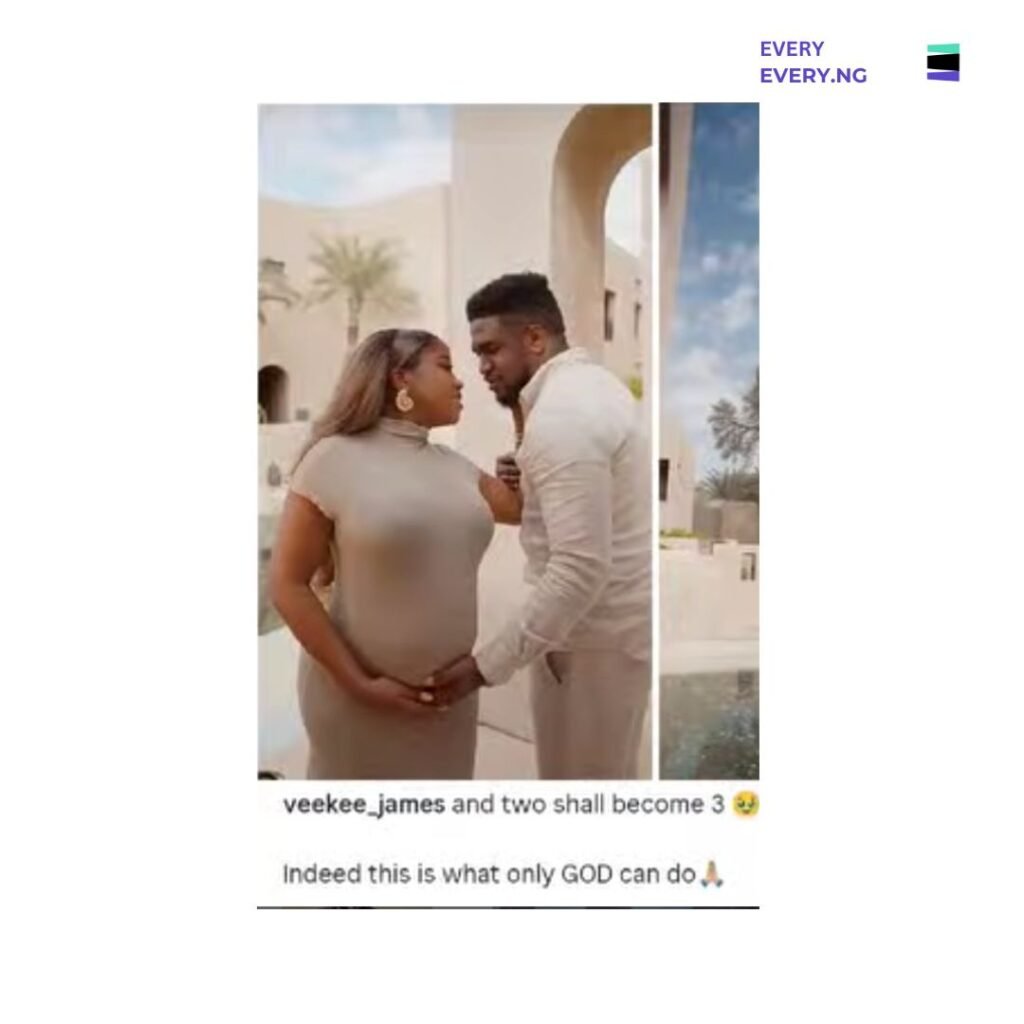 “And Two Shall Become Three” Veekee James Confirms Pregnancy, Debuts Baby Bump With Husband