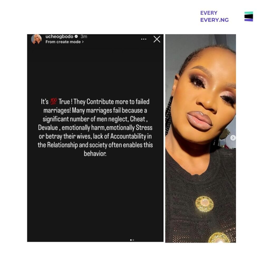 Uche Ogbodo Sparks Heated Debate With Claim Men Account For ‘95%’ Of Failed Marriages
